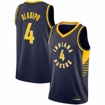 

2019 New Mens Indiana Pacers 4 Victor Oladipo Black White Yellow Basketball Jersey Size -XXL