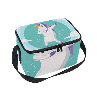 

ALAZA Lunch Box Insulated Lunch Bag Large Cooler Smile Unicorn Doing Movement Tote Bag