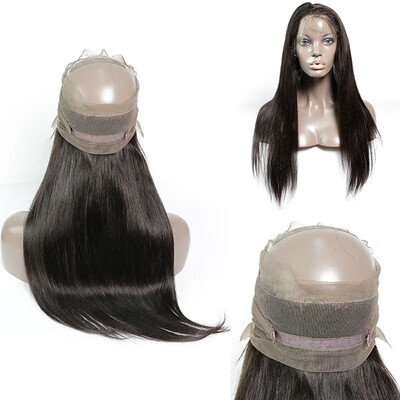 

360 Lace Frontal Closure Straight Human hair medium brown Swiss lace