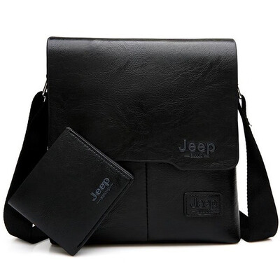 

JEEP BULUO Men Messenger Bags 2 Set Famous Brand PU Leather Crossbody Shoulder Bag For Man Business Tote Bags 1505W002
