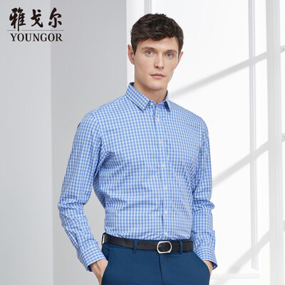 

Youngor shirt mens 2019 spring youth mens casual dress shirt YLDP13129HFY blue 38