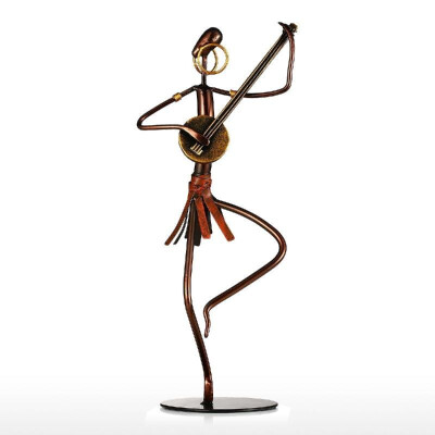

Tooarts Tribe Woman Druming Iron Sculpture Home Decoration Crafts Metal Sculpture