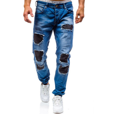 

AOWOFS New Mens Shredded Jeans Slim trousers 6013