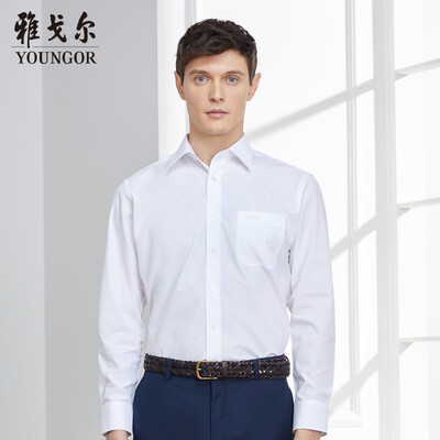 

Youngor shirt mens 2019 spring youth mens casual dress shirt ELVP19001BBA white 39