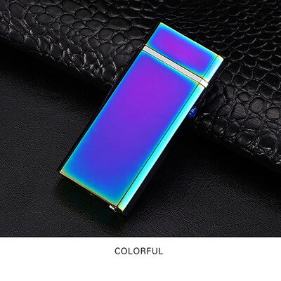 

USB Rechargeable Electronic Hit Fire Machine Windproof Flameless Pure Color Metal Smoking Cigarette Lighters of Double Arc