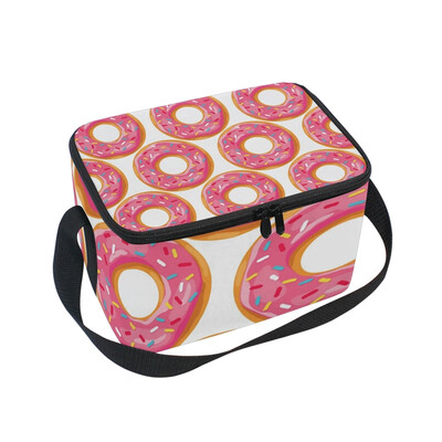 

ALAZA Lunch Box Insulated Lunch Bag Large Cooler Pink Donut Tote Bag