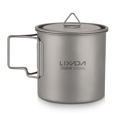 

Lixada Ultralight Titanium Cup Outdoor Portable Camping Picnic Water Cup Mug with Foldable Handle 300ml 350ml 420ml 550ml