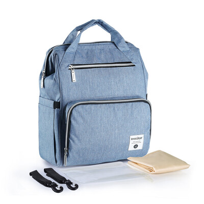

Diaper Bag Backpack Multi-Function Waterproof Large Capacity Nappy Bags for Baby Care Travel With Wide Open Stroller Strap Blue