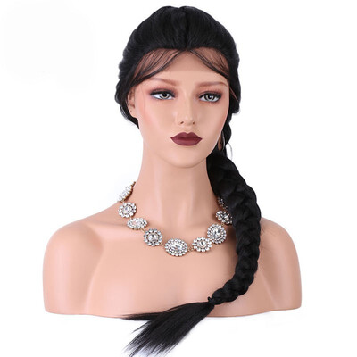 

StrongBeauty French Braid Hairstyles Lace Front Wigs for Women Synthetic lace Wig Black With Baby Hair