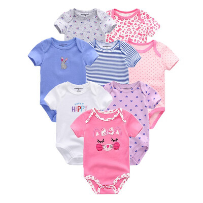 

2019 8PCS Baby Clothes Bebe Cotton Newborn Baby Boy Clothes Unicorn Black White O-Neck Short Sleeve Baby Girl Clothes Babywear