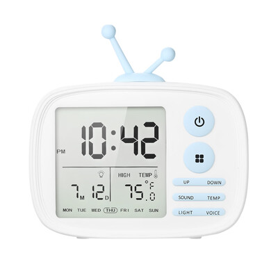 

USB Rechargeable TV Alarm Clock Sound-activated Backlight LCD TimeTemperatureDateWeek Display Alarm Clock with 3 Alarms & Snooz