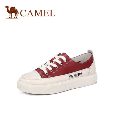

Camel CAMEL ladies playful letters fashion stitching round head casual shoes A91515671 wine red 36
