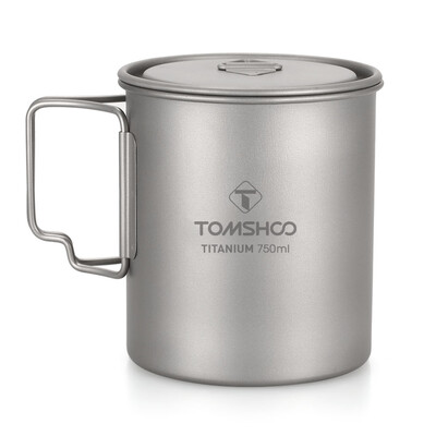

TOMSHOO Ultralight 750ml Titanium Cup Outdoor Portable Camping Picnic Water Cup Mug with Foldable Handle