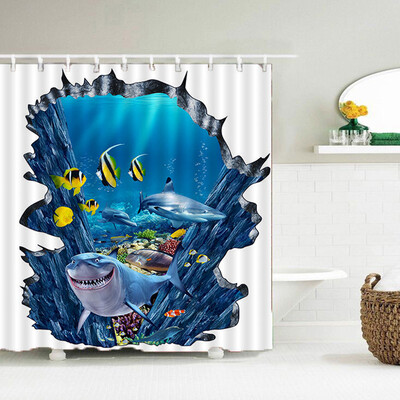 

Simulation 3D Colourful Animals Waterproof Shower Curtain Drapes of Bathroom Toilet with Hooks
