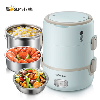 

Bear electric lunch box 2L three-layer heating lunch box office steaming hot rice can be plugged in electric insulation stainless steel vacuum DFH-S2123 blue