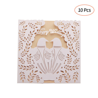 

Pearl Paper Hollow Happy Wedding Invitation Cards Set 10pcs Invitation Holders 10pcs Inner Sheets 10pcs Envelopes 10pcs Sti