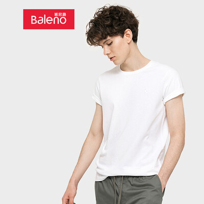 

Baleno T-shirt male 2019 spring&summer new trend solid color OE yarn round neck shirt male 88902214 01W