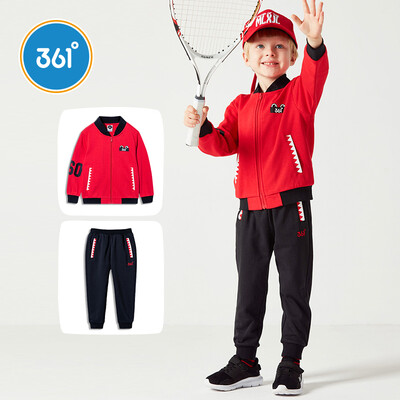 

361° 361 degrees childrens clothing boy long sleeve suit childrens suit 2019 spring new boys suit knit sports&leisure set N51914471 vitality red carbon black 101