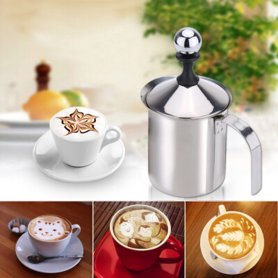 

400ml Stainless Steel Milk Frother Double Mesh Milk Foamer DIY Fancy White Coffe Creamer for Cappuccino Latte