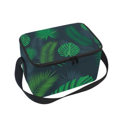 

ALAZA Lunch Box Insulated Lunch Bag Large Cooler Tote Bag Tropical Leaves for Men Women Girls Boys