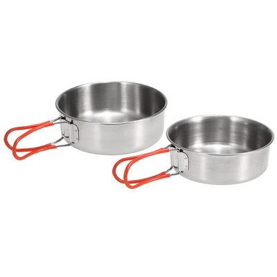 

2Pcs Stainless Steel Bowls for Outdoor Camping Kitchen Dinner Plates