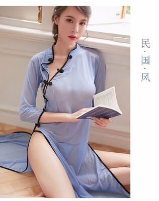 

Sexy lingerie sexy Republic of China student dress cheongsam suit women gauze temptation nightgown