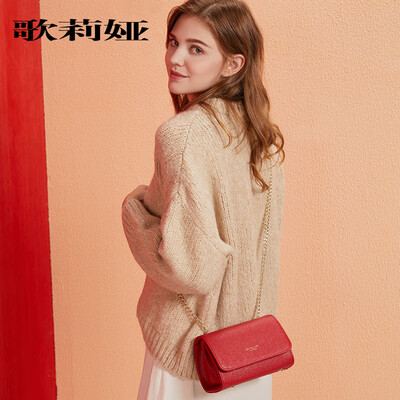

GLIYA Gloria chain bag handbags tide Korean version of the wild Messenger fashion Scrub one shoulder G1813636 red