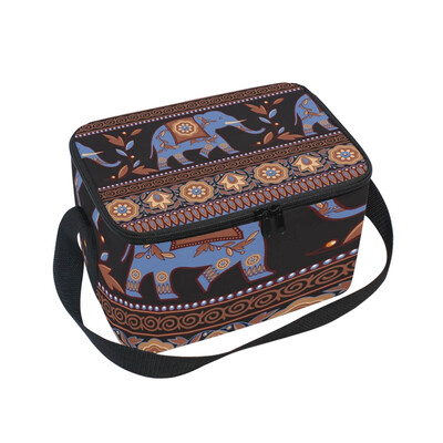 

Lunch Box Insulated Lunch Bag Large Cooler Elephant Vintage Pattern Tote Bagfor Kids Men Women