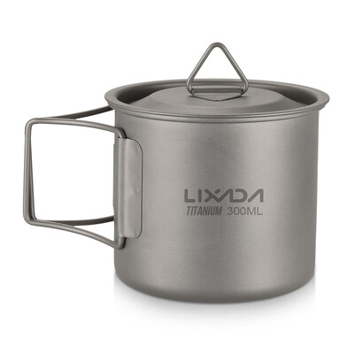 

Lixada Ultralight Titanium Cup Outdoor Portable Camping Picnic Water Cup Mug with Foldable Handle 300ml 350ml 420ml 550ml