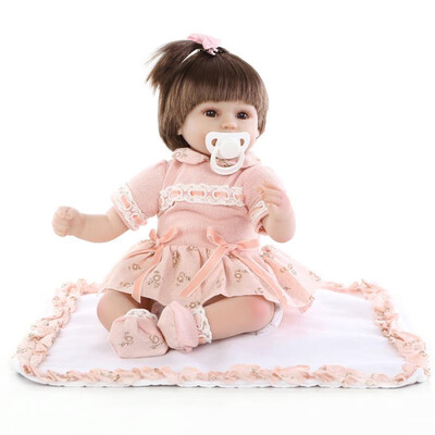 

15in Reborn Baby Rebirth Doll Kids Gift Cloth Material Body Synthetic Hair
