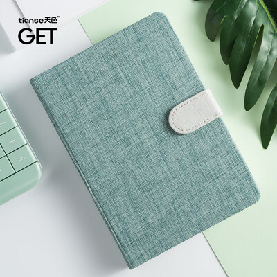 

Sky hand book checkered fabric magnetic buckle small fresh notebook notepad solid color schedule book plan this green TS-4019