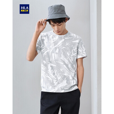 

HLA Haishu House Short Sleeve T-Shirt Male 2019 Summer New Simple Pattern Classic Round Neck Short THNTBJ2R114A Light Gray Pattern B4 17592A 50