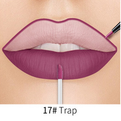 

Fashion Women 20 Colors 2 In 1 Lip Gloss&Lip Liner Matte Liquid Lipstick