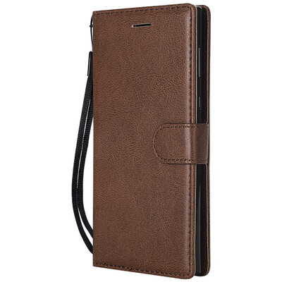 

Luxury Simple Solid Color Case For Sony Xperia L1 E6 PU Leather Card Slot Lanyard Phone Cover New Fundas P06G