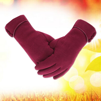 

Women Winter Touch Screen Gloves Fleece Lining Buttons Winter Warm Windproof Glove