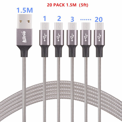 

Kiirie Micro USB Cable20 Pack15m5FT Nylon Braided PowerLine USB 20 Charging Cord For Micro USB Charged Devices