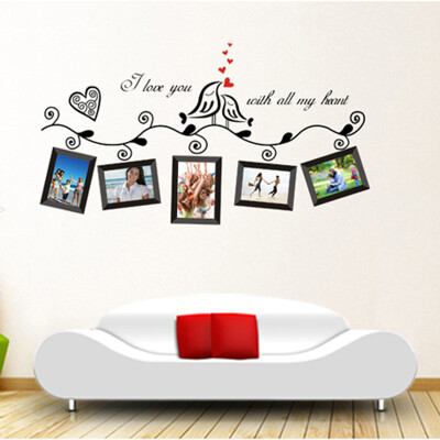 

Love Birds Photo Frame Art Wall Stickers Decal Romantic Wedding Room Decor