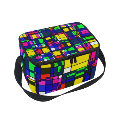 

Lunch Box Insulated Lunch Bag Large Cooler Colorful Rectangle Tote Bagfor Kids Men Women