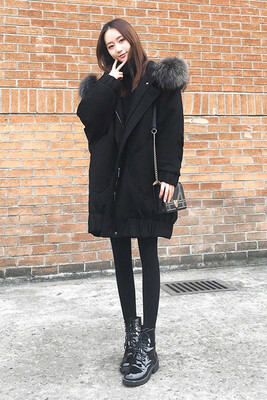 

Thickened large fur collar down jacket womens long style 2018 new winter Korean version of loose
