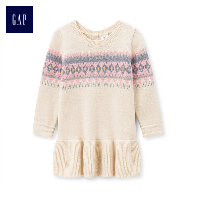 

GAP flagship store baby girl soft ethnic wind knit dress 399264 meters white 6-12M