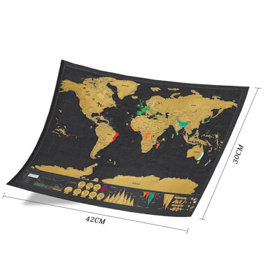 

Scratch Off World Travel Map Poster Copper Foil Wall Sticker Personalized Journal Log Small Size with Cylinder Packing