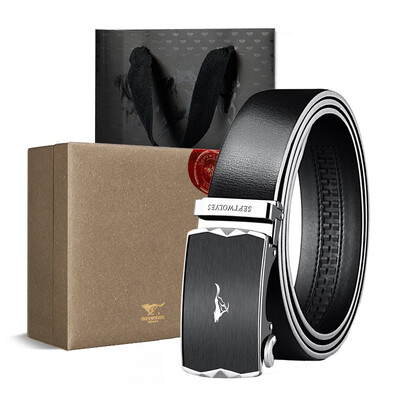 

Seven wolves belt mens automatic buckle leather mens belt business series mens belt belt belt 7A713404000-06LH gift box black