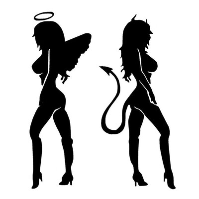 

1116CM ANGEL DEVIL Sexy Girl fun Personality Car Sticker Decal Car Styling