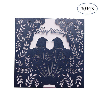 

Pearl Paper Hollow Happy Wedding Invitation Cards Set 10pcs Invitation Holders 10pcs Inner Sheets 10pcs Envelopes 10pcs Sti
