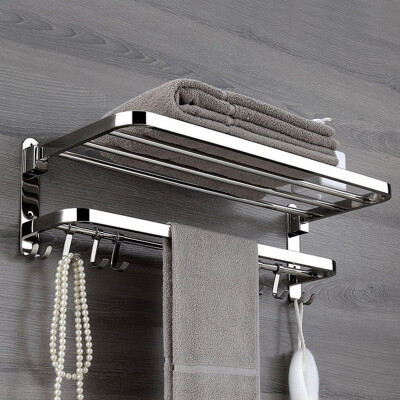 

Jiebi Shi stainless steel towel rack free punching bathroom shelf bathroom shelf towel rack 304 stainless steel rack