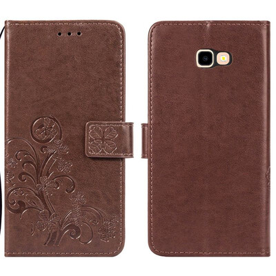 

Samsung Galaxy J4 Core Lucky Clover Embossed Leather Case - Brown