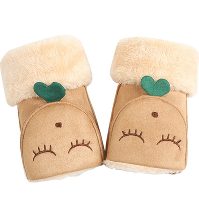

MAXVIVI wool gloves female autumn&winter half finger gloves ladies warm outdoor plus velvet thickening cute student gloves WST843101 camel