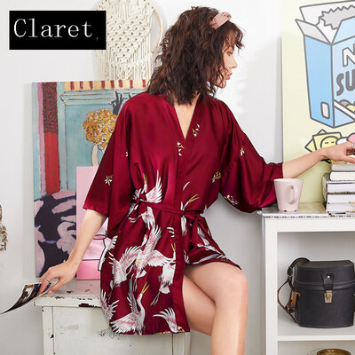 

Women Wedding Bride Bridesmaid Robe Silk Satin Short Robe Feminino Bath Robe Large Size Femme Sexy Bathrobe
