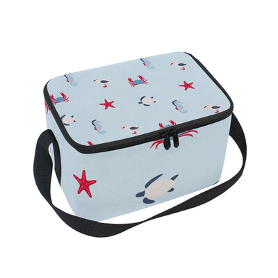 

ALAZA Lunch Box Animal And Starfish Insulated Lunch Bag Large Cooler Tote Bagfor Men Women