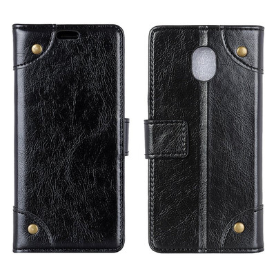 

MOONCASE Samsung Galaxy J7 2017 Copper Buckle Napa Leather Case - Black